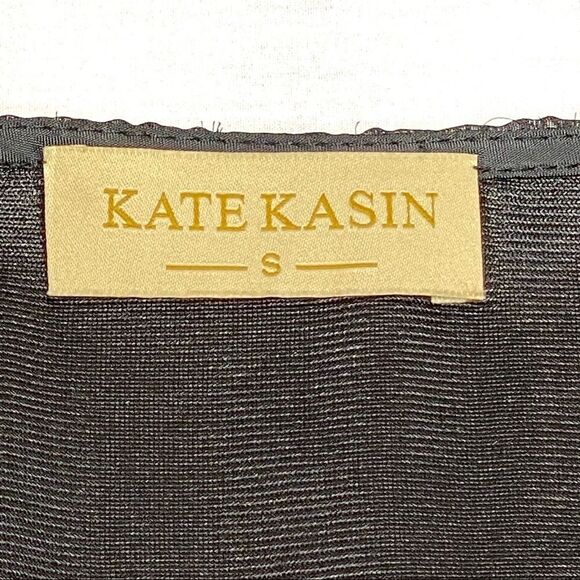 Kate Kasin black floral long sleeve chiffon dress size S - Picture 8 of 14